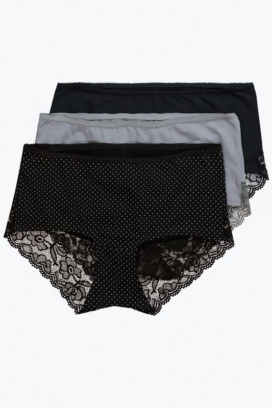 Hipsters en lot de 3, empiècement en dentelle