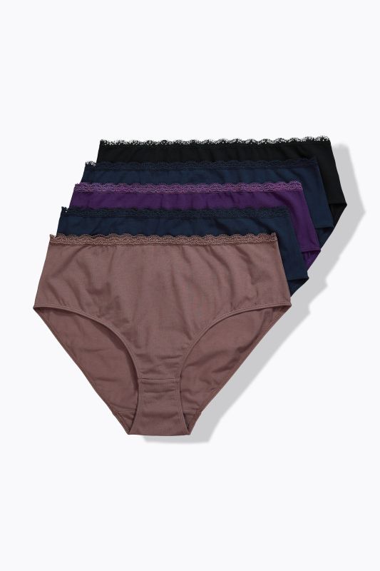 Culottes, lot de 5, ceinture en dentelle