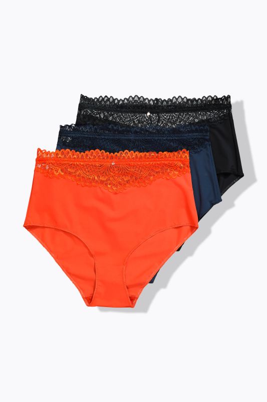 Lot de 3 culottes maxi TruYou, microfibre, dentelle à la taille