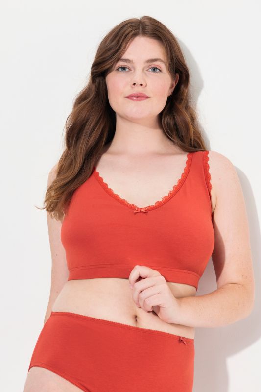 Bustier en coton bio, liseré fantaisie, décolleté en V