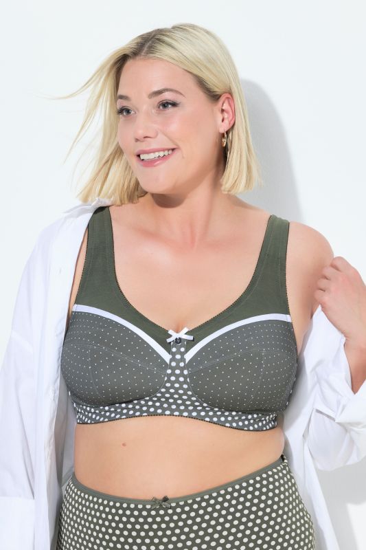 Soutien-gorge de maintien, imprimé à pois, sans armatures, bonnet C-F.