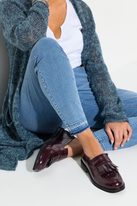 Mocassins en cuir, franges, doublure en cuir, largeur H