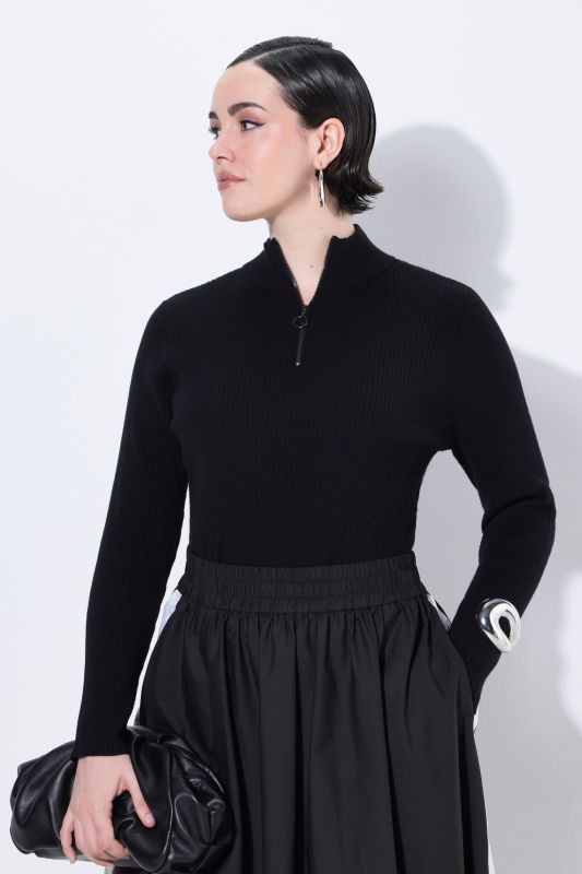Pull camionneur oversize, maille côtelée, col camionneur et manches longues, coupe Slim Fit