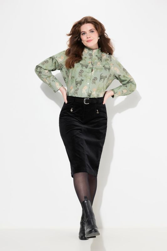 Jupe en velours Mony, ceinture confortable, poches zippées