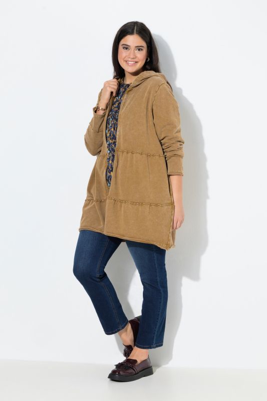 Longue veste à capuche au look vintage, ligne A