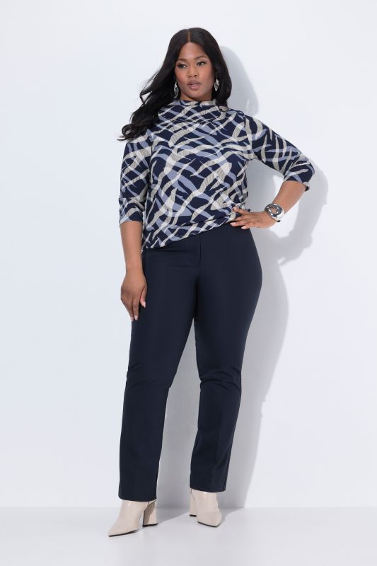 Pantalon droit Rose avec ceinture confortable et tissu stretch
