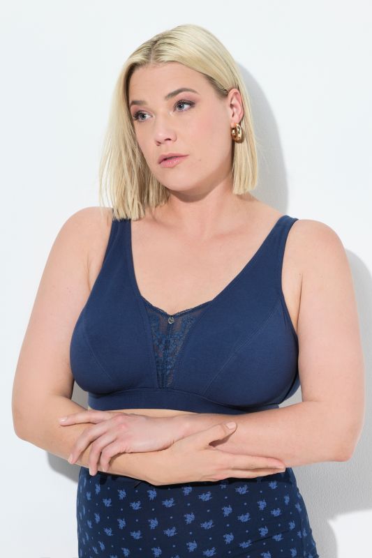 Bralette, sans armature. Empiècement en dentelle - bonnet C-E