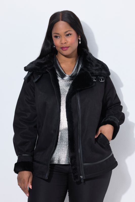 Vest d'aviateur Shearling style peau d'agneau, col