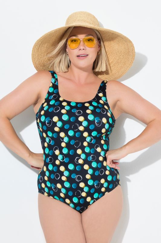 Maillot de bain à pois, sans bonnets souples, décolleté rond