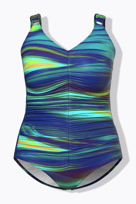 Maillot de bain, fronces, bonnets souples, matière recyclée