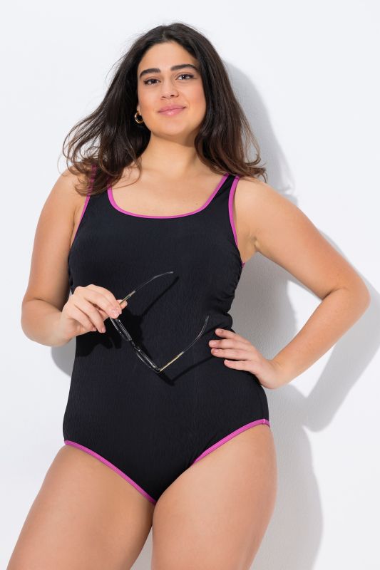 Maillot de bain, passepoils colorés, sans bonnets souples, col rond