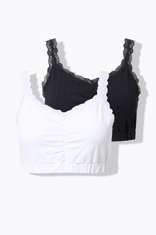 Brassières, lot de 2. Liserés en dentelle. Tissu ajouré