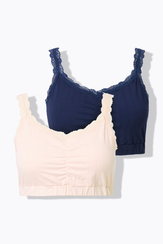 Brassières, lot de 2. Liserés en dentelle. Tissu ajouré