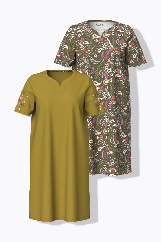 Grands T-shirts, lot de 2, motif cachemire, col V, manches courtes