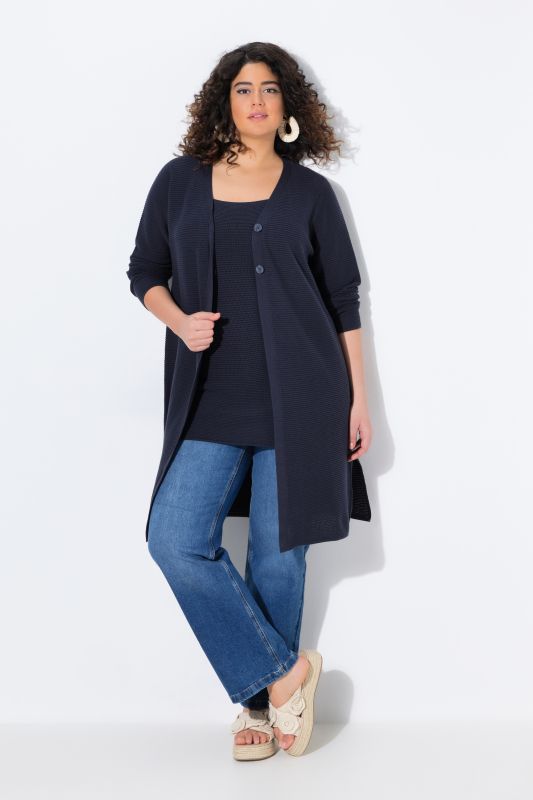 Cardigan en coton bio. Encolure en V et manches longues