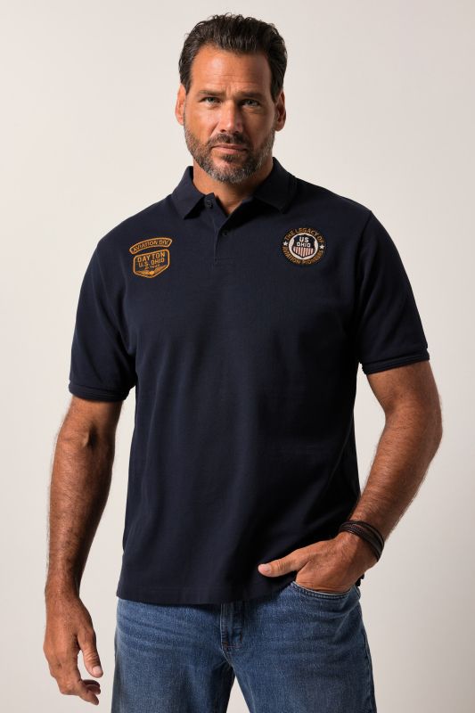 Polo JP 1880 en maille piquée, manches courtes et écussons - jusqu'au 8 XL