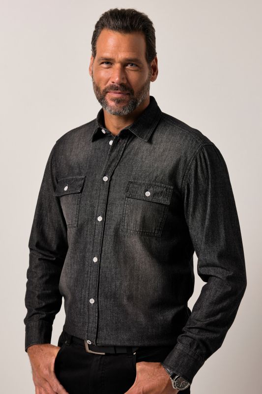 Chemise en jean JP 1880 esprit vintage, manches longues et col Kent, coupe Modern Fit - jusqu'au 8&nbsp