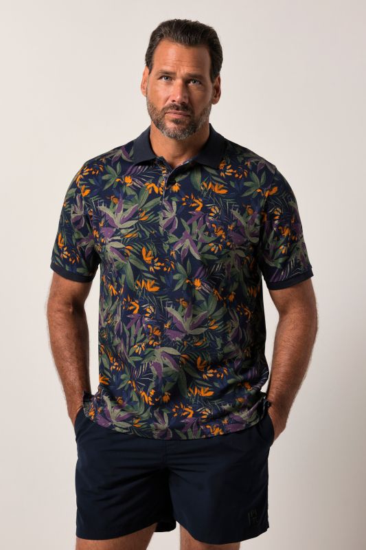 Polo JP 1880 en piqué, imprimé floral et manches courtes - jusqu'au 8 XL