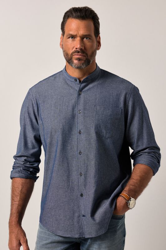 Chemise en jean JP 1880. Manches longues et col officier. Coupe Modern Fit - jusqu'au 8&nbsp