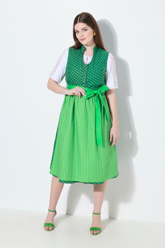 Dirndl sans manches, costume traditionnel bavarois. Col montant et boutons fantaisie