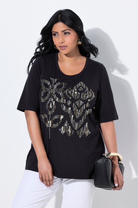T-shirt à paillettes, décolleté rond et manches courtes, coupe Classic Fit