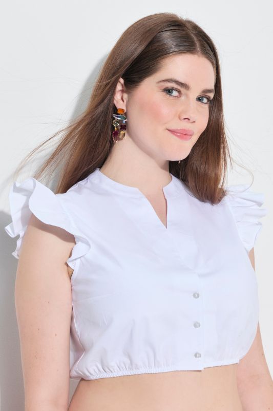 Chemisier traditionnel Dirndl. Ruchés en guise de manches. Base élastique et col montant