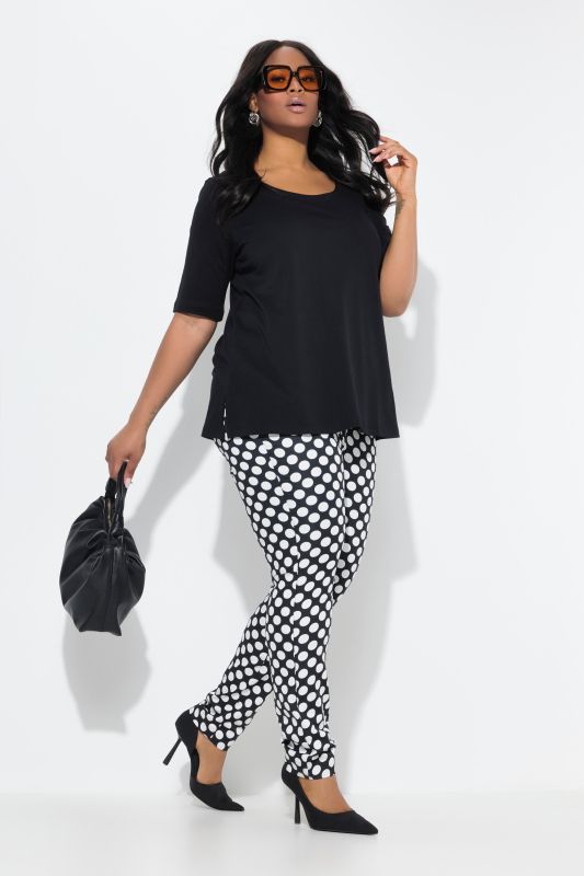 Pantalon à pois. Jambe étroite et taille élastique