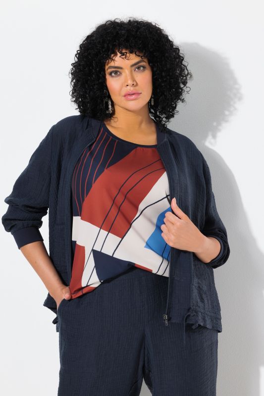 Blouson en Lyocell mélangé. Encolure style veste Teddy. Cordon de serrage