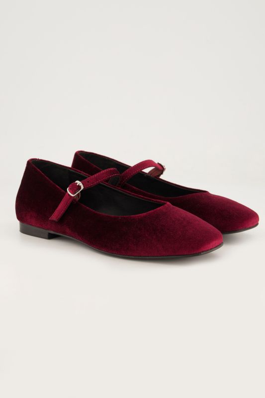 Ballerines aspect velours, fine bride et talon bottier - largeur H