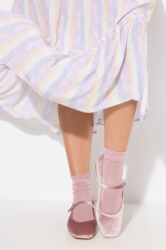 Ballerines aspect velours, fine bride et talon bottier - largeur H