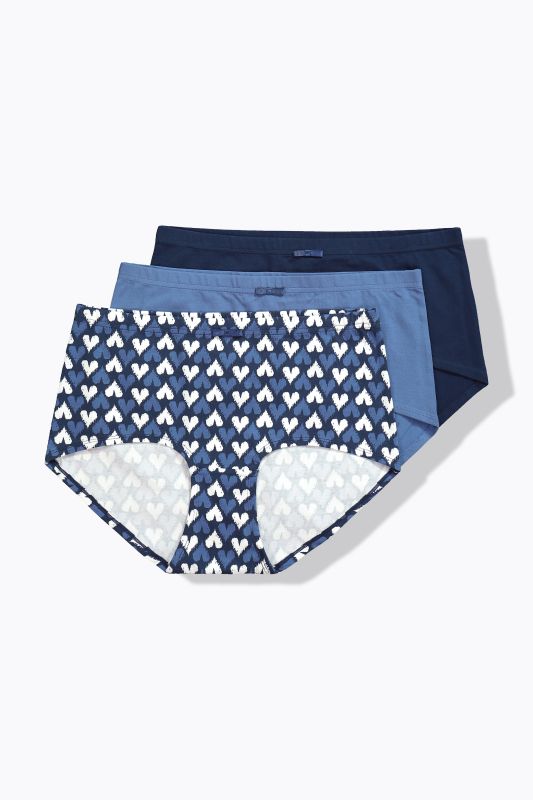 Culottes hipster en lot de 3, motif cœurs/uni