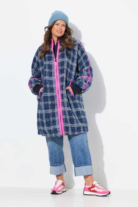Veste en peluche oversize, avec capuche et fermeture zippée à double sens