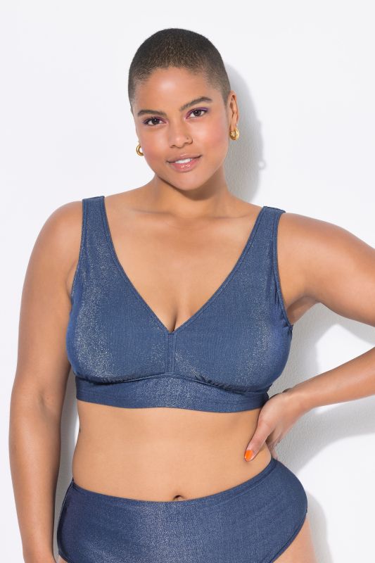 Haut de bikini à coques souples, tissu pailleté