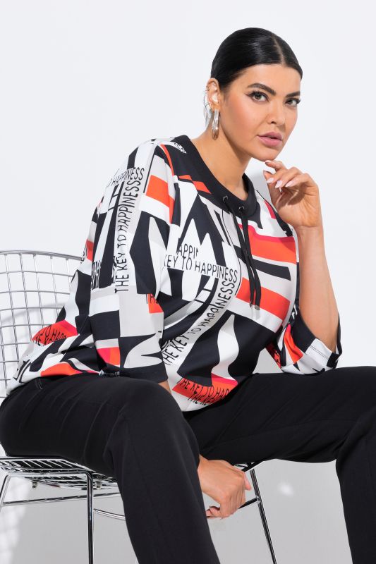 Sweat-shirt point de Rome, col rond et manches 3/4
