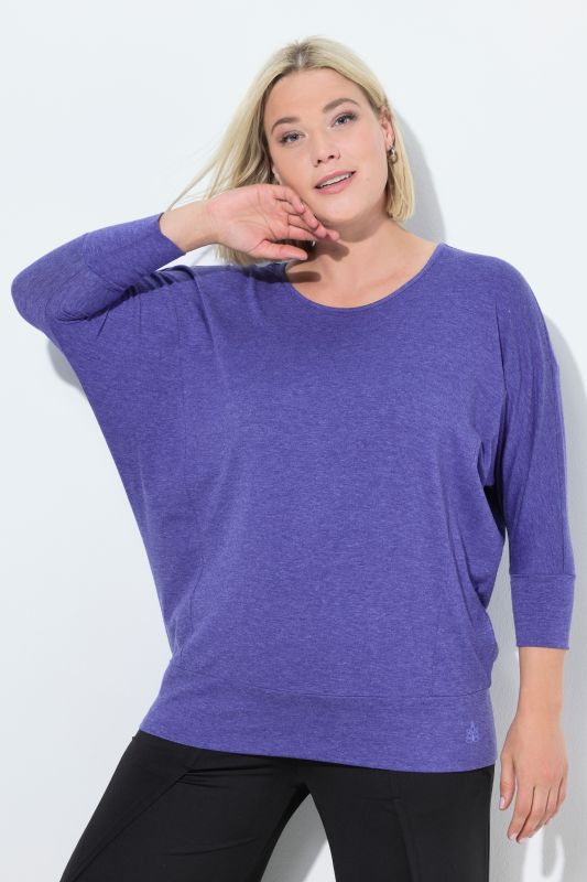 T-shirt de sport oversize, encolure bateau, manches 3/4