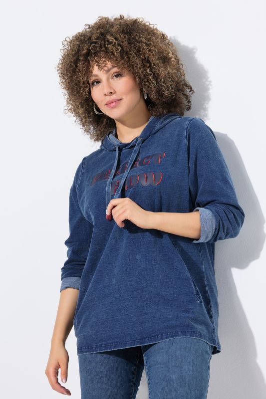 Sweat-shirt à capuche, manches longues, poches et broderie contrastante