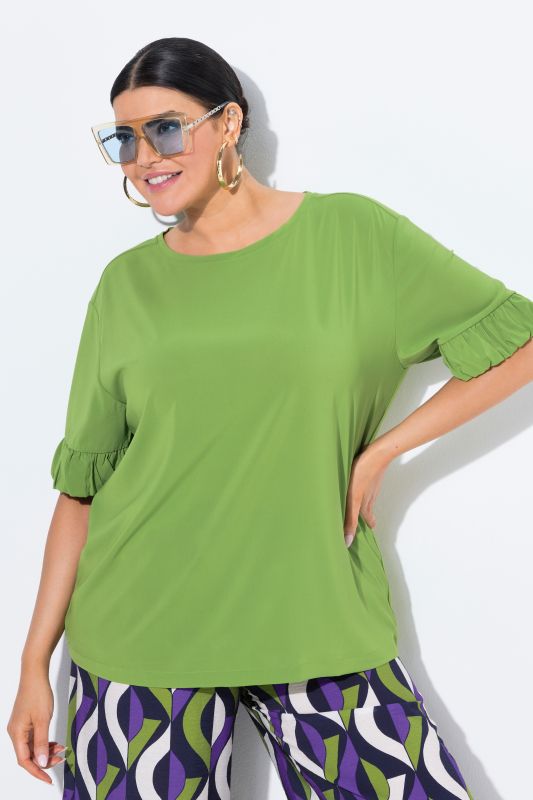 T-shirt oversize, mélange de matières, décolleté rond et manches courtes