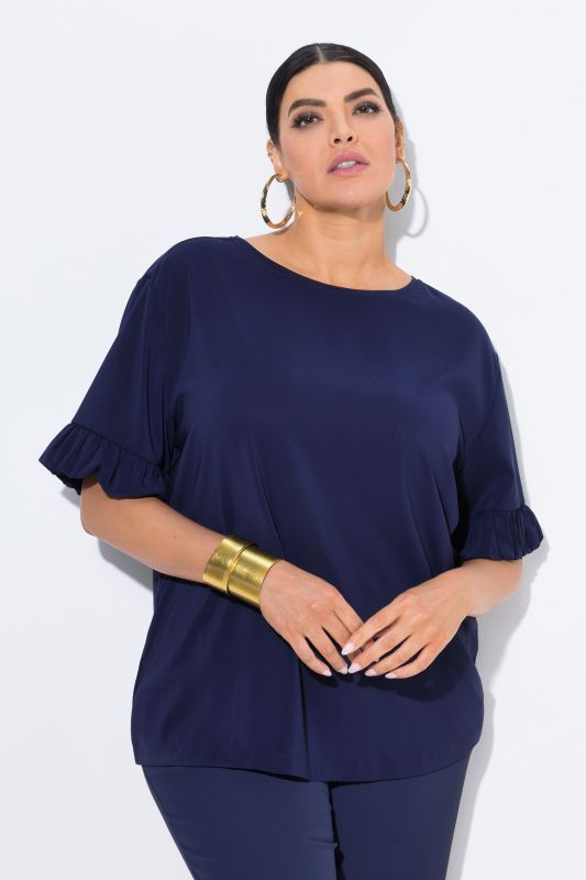 T-shirt oversize, mélange de matières, décolleté rond et manches courtes