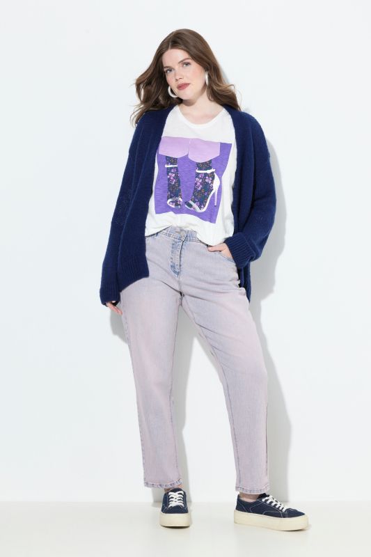Jean Boyfriend en denim coloré, tissu stretch et confortable
