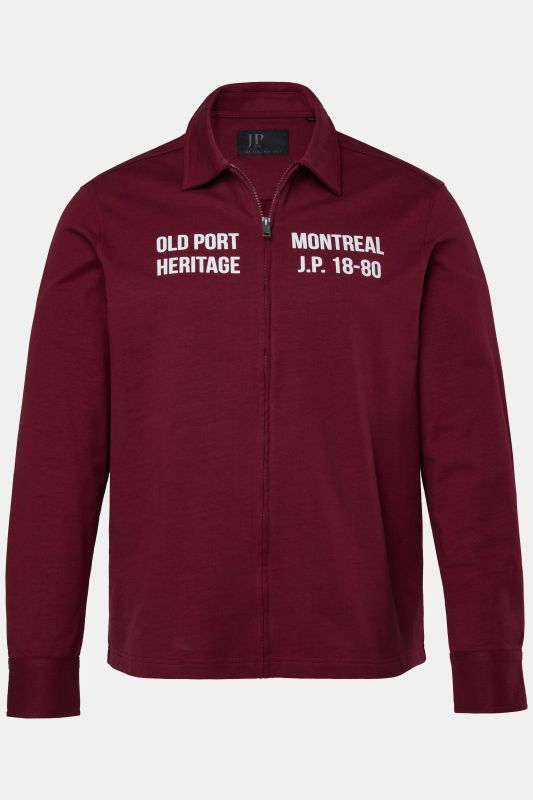 Chemise en molleton JP 1880, fermeture zippée, imprimés sur la poitrine, manches longues et col Kent, coupe Boxy Fit - jusqu'au 8&nbsp