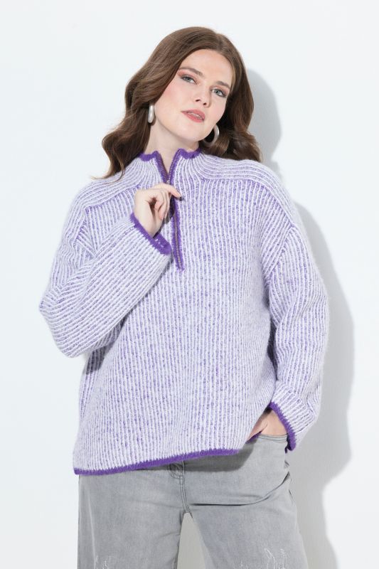 Pull camionneur à manches longues, motif à rayures
