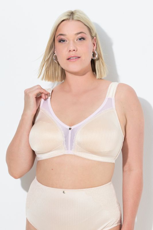 Soutien-gorge minimiseur, sans armatures, satin et dentelle – bonnet C-F