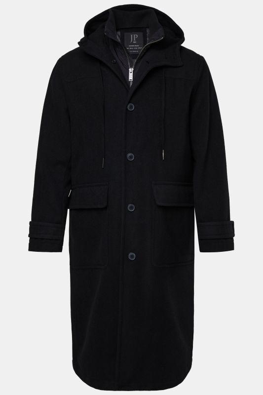 Manteau technique aspect laine JP 1880, matière déperlante, capuche et fermeture à glissière - jusqu'au 7 XL