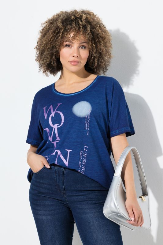 T-shirt oversize avec messages, manches courtes et décolleté rond