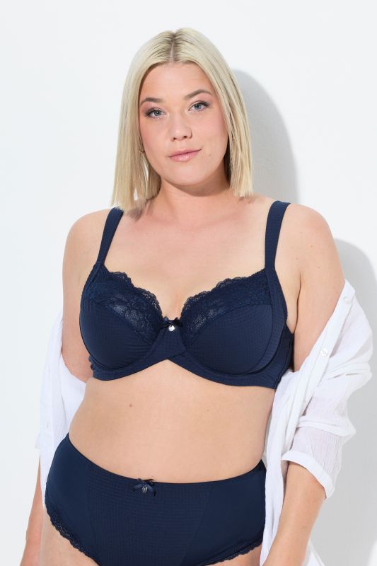 Soutien-gorge à armatures et bonnets souples. Jacquard et dentelle – bonnet B-G