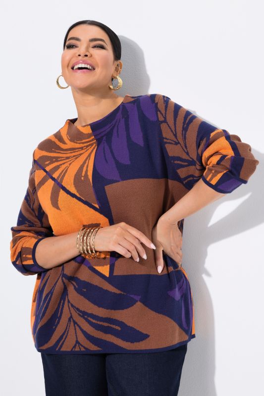 Pull oversize, esprit « colour block », col en V et manches longues