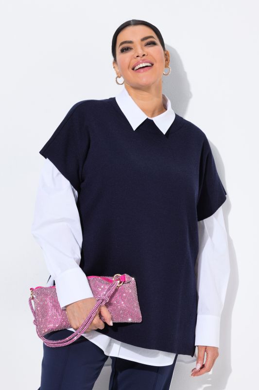 Pull sans manches, coupe oversize, col ras du cou