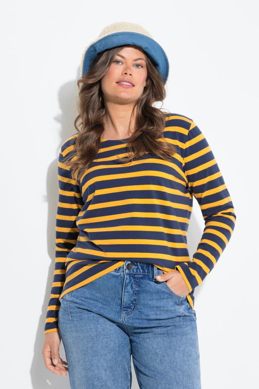 T-shirt rayé, manches longues et décolleté rond