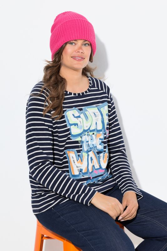 T-shirt rayé, manches longues et décolleté rond