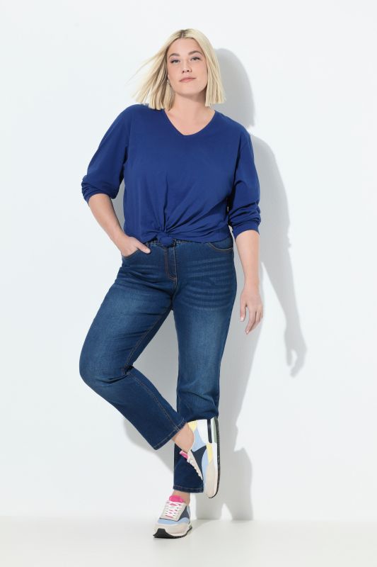 Jean Boyfriend en denim stretch, coupe 5 poches et aille confortable